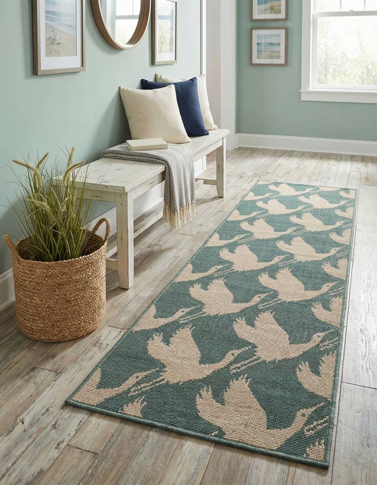 Detail image of  2' x 6'  Washable Coastal Indoor / Outdoor Runner Rug