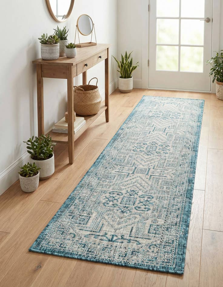 Detail image of 2' x 8' Easy-Clean Aztec Indoor / Outdoor Runner Rug