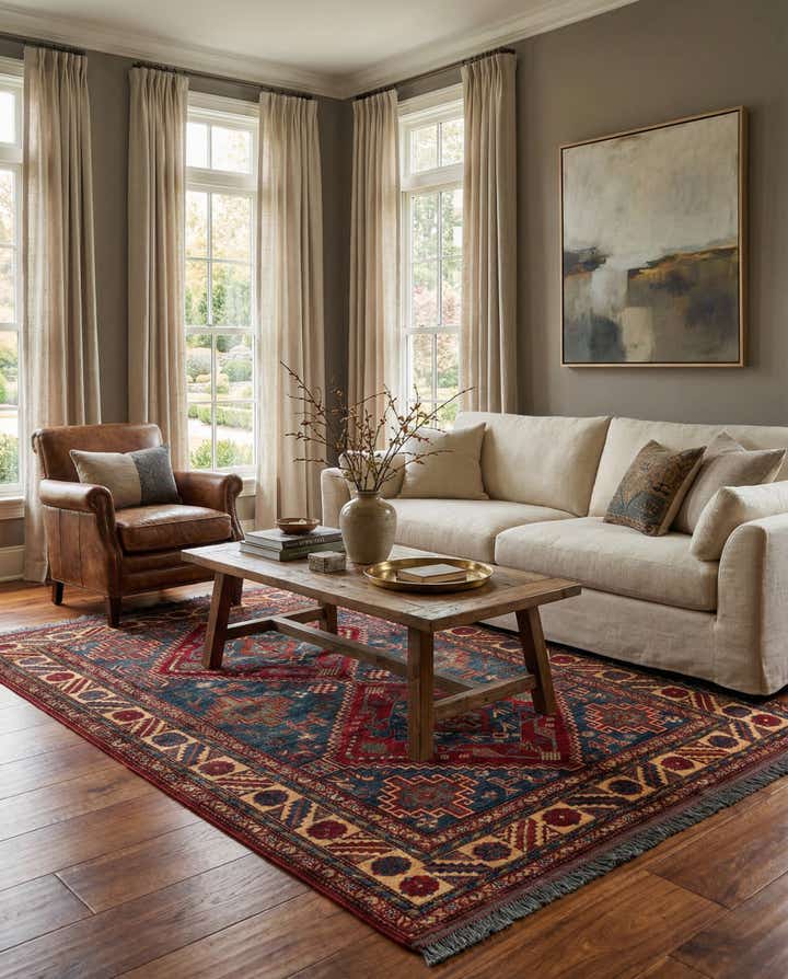 5' 3 x 6' 7 Hand Knotted Kazak Wool Rug