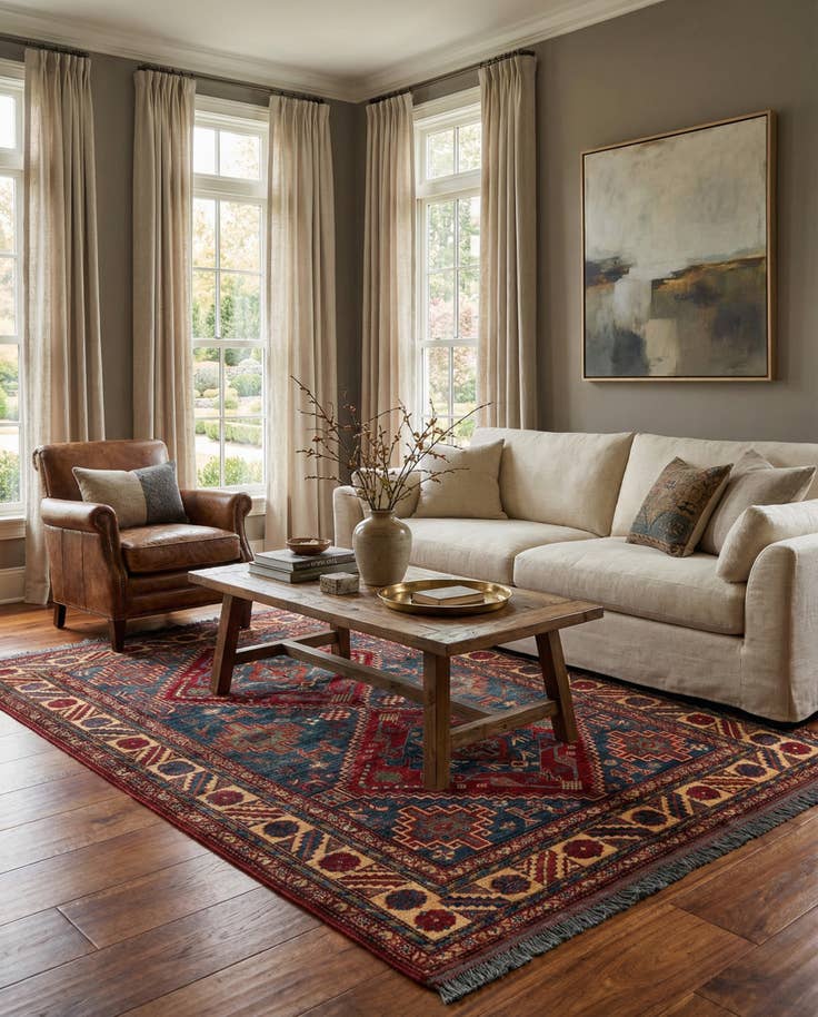 Detail image of 5' 3 x 6' 7 Hand Knotted Kazak Wool Rug