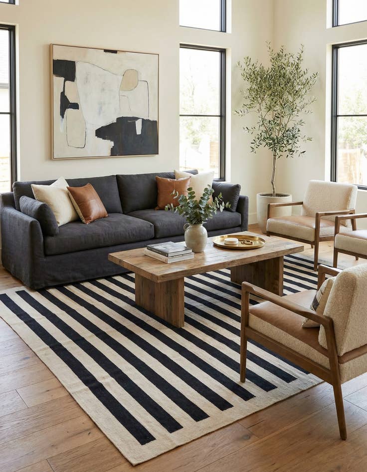 Detail image of 8' 6 x 9' 9  Hand Woven Kilim Modern Wool Rug