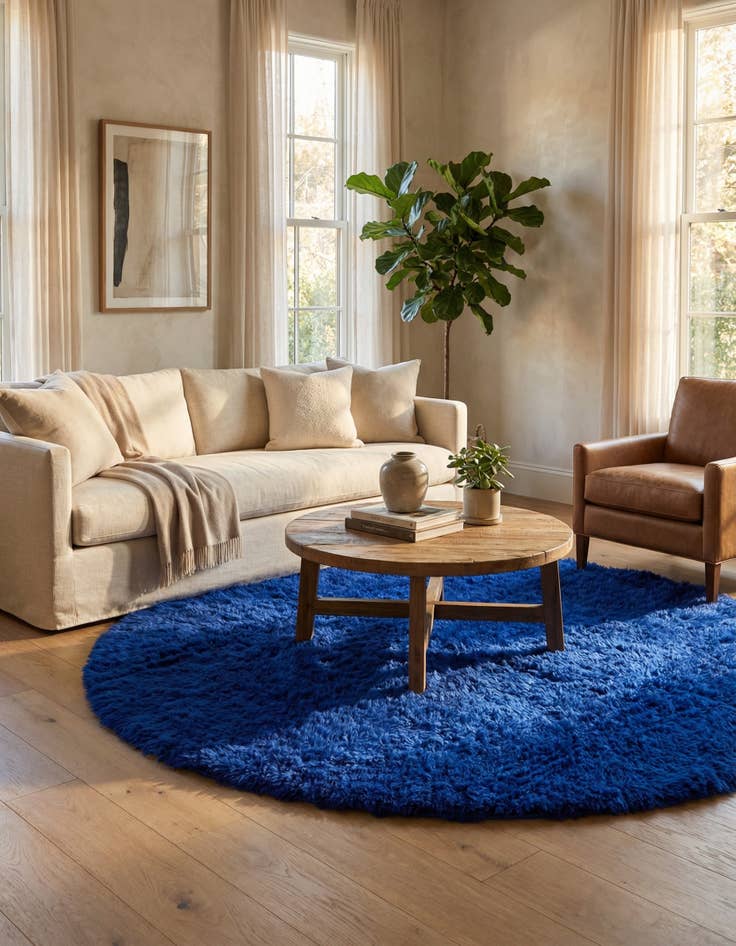 Detail image of 6' 5 x 6' 5  Hand Knotted Moroccan Wool Round Rug