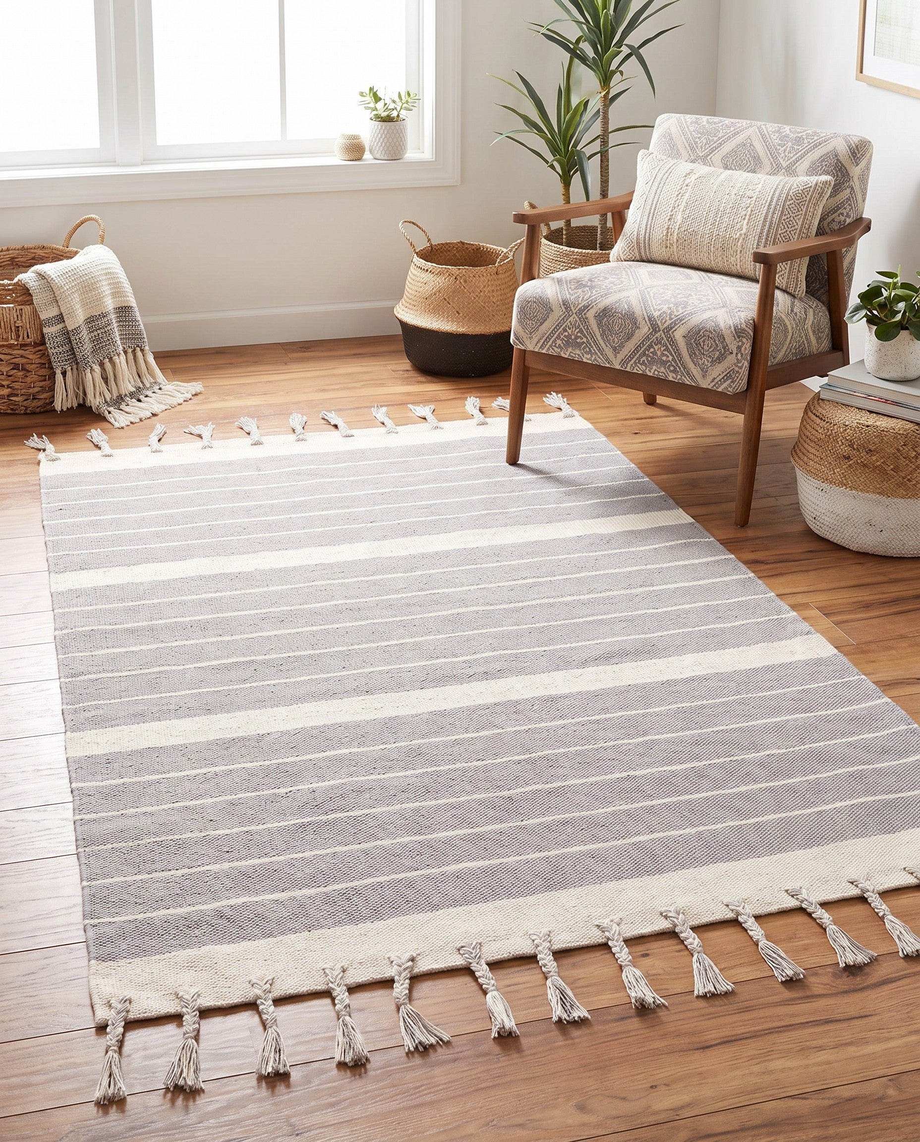 4' 1 x 6' 1 Hand Woven Chindi Cotton Rug