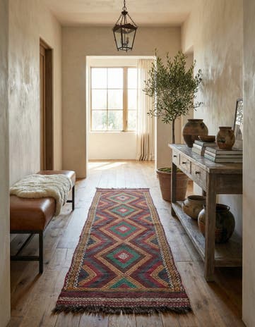 2' 1 x 7' 3 Hand Knotted Kilim Fars Persian Wool Runner Rug