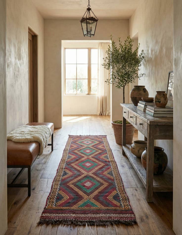 Detail image of  2' 1 x 7' 3  Hand Knotted Kilim Fars Persian Wool Runner Rug