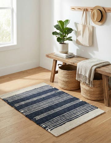Navy Blue Hand Woven Lariat Rug