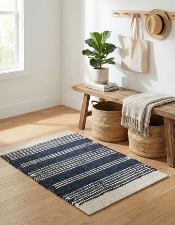 Navy Blue Hand Woven Lariat Rug