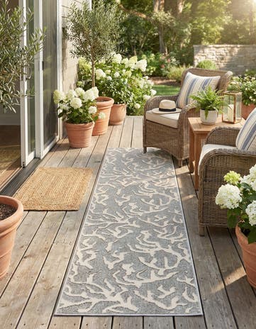 Gray Easy-Clean Sabrina Soto Indoor / Outdoor Runner Rug