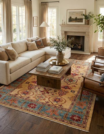6' 6 x 9' 8 Hand Knotted Ziegler Wool Rug