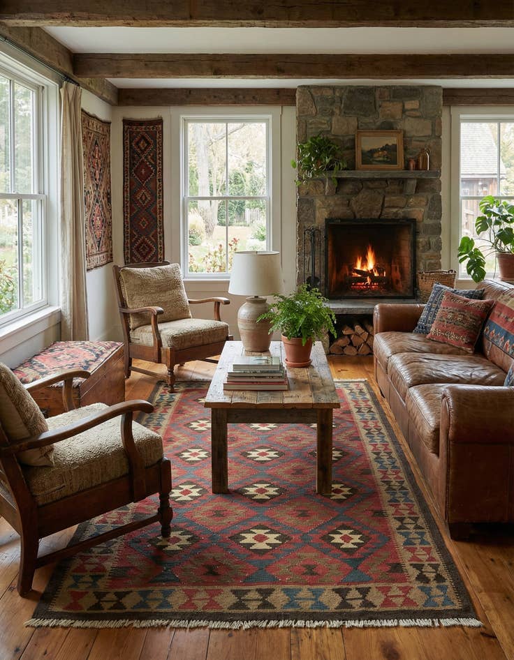 Detail image of 5' x 8' 5  Hand Woven Kilim Maymana Wool Rug