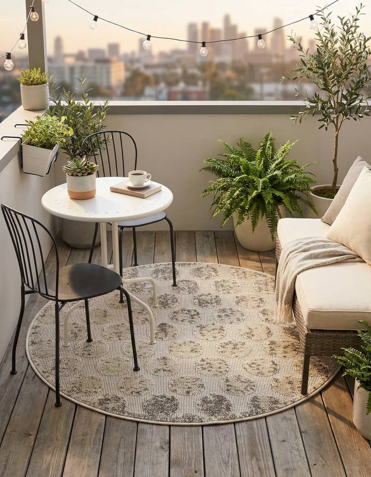 Detail image of 3' x 3'  Washable Sabrina Soto Indoor / Outdoor Round Rug