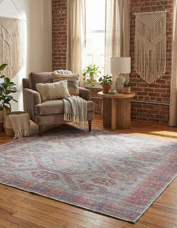 Rust red and Beige Washable Sisu Square Rug