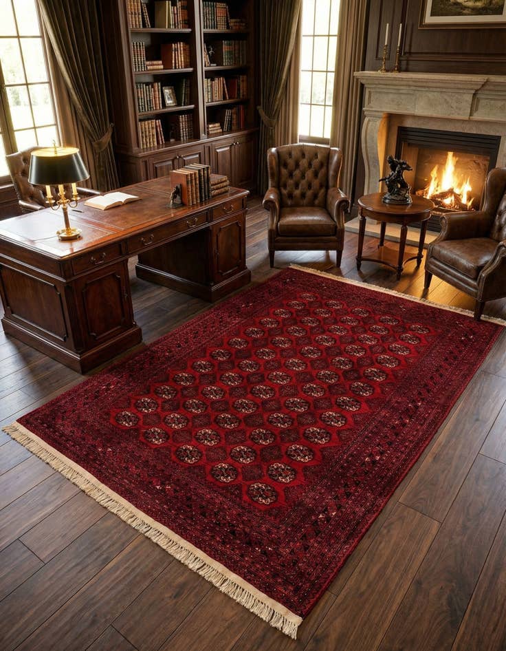 Detail image of 7' x 9' 6  Hand Knotted Afghan Akhche Wool Rug