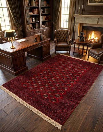 7' x 9' 6 Hand Knotted Afghan Akhche Wool Rug