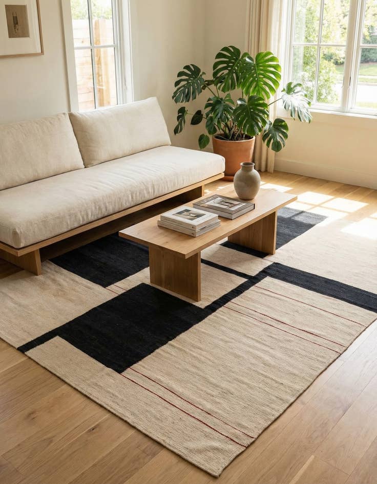 Detail image of 6' x 7' 7  Hand Woven Kilim Modern Wool Rug