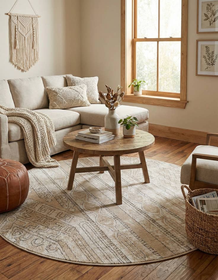 Detail image of  5' 3 x 5' 3 Oregon Round Rug