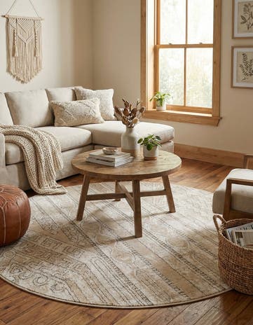 Ivory Oregon Round Rug