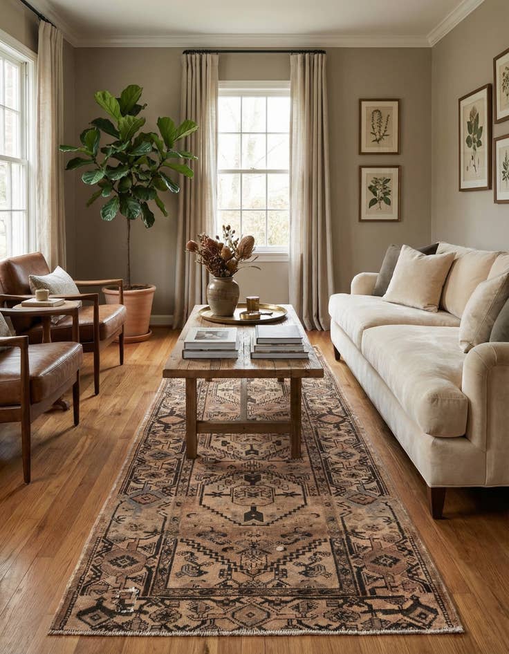 Detail image of  3' 6 x 9'  Hand Knotted Ultra Vintage Persian Wool Runner Rug