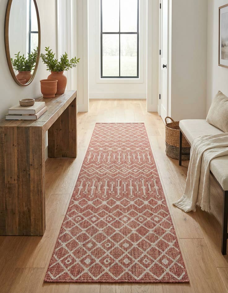 Detail image of 2' x 8'  Washable Trellis Indoor / Outdoor Runner Rug