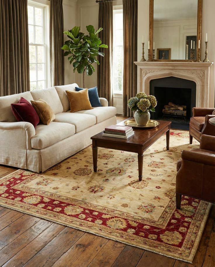 Detail image of 6' 6 x 8' 9 Hand Knotted Peshawar Ziegler Rug