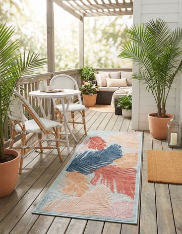 Easy-Clean Botanical Indoor / Outdoor Runner Rug