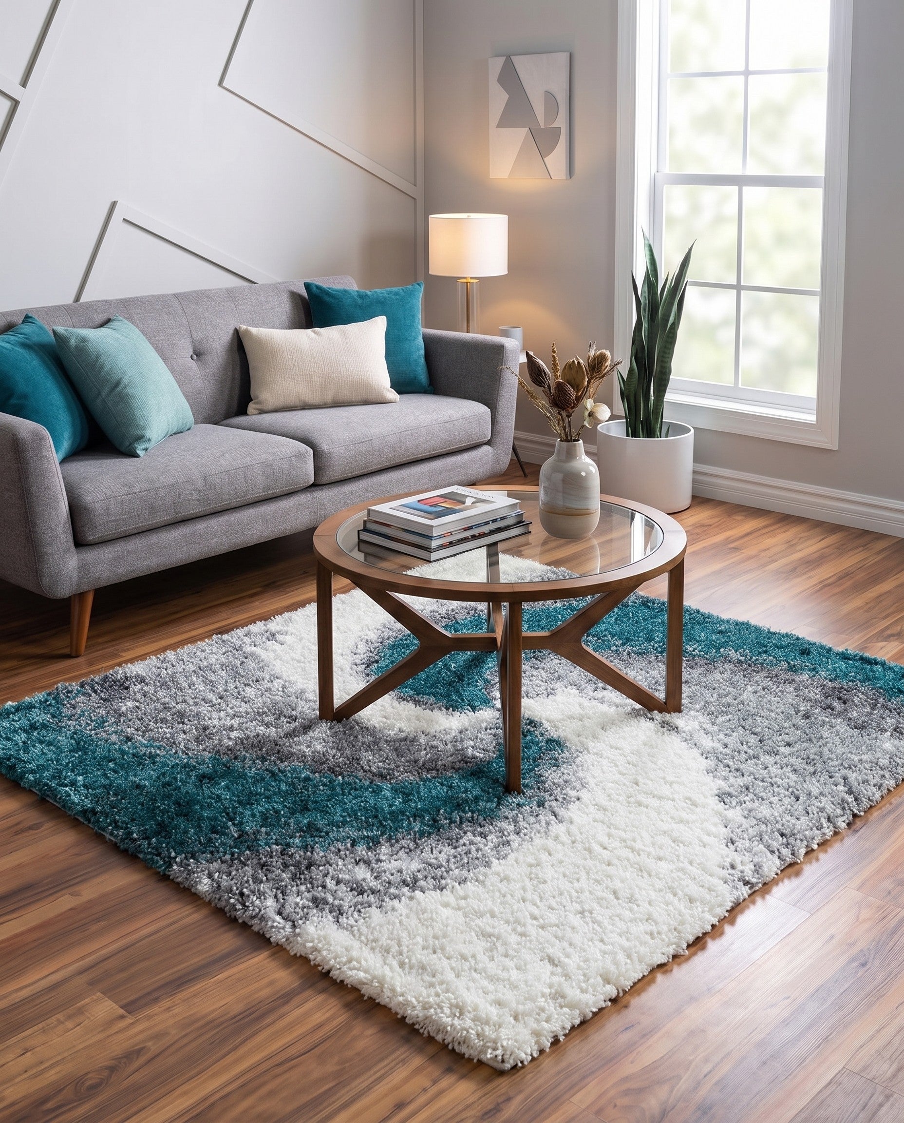 Turquoise Soft Touch Shag Square Rug