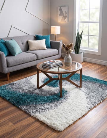 Turquoise Soft Touch Shag Square Rug