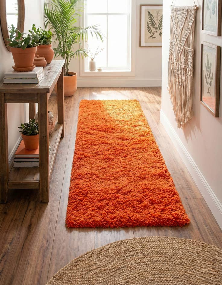 Detail image of 2' 7 x 13' Solid Shag Runner Rug