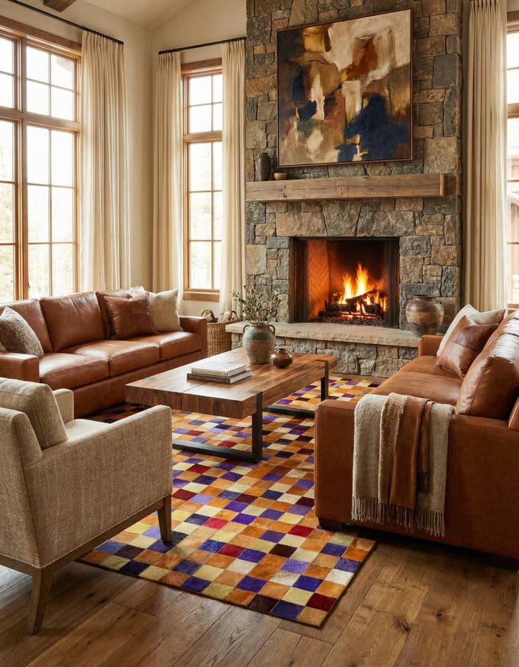 Detail image of 7' 11 x 9' 10 Cowhide - Patchwork Rug