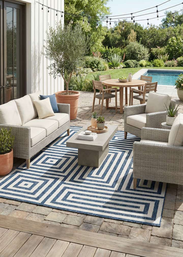 7' 10 x 10' Easy-Clean Modern Indoor / Outdoor Rug