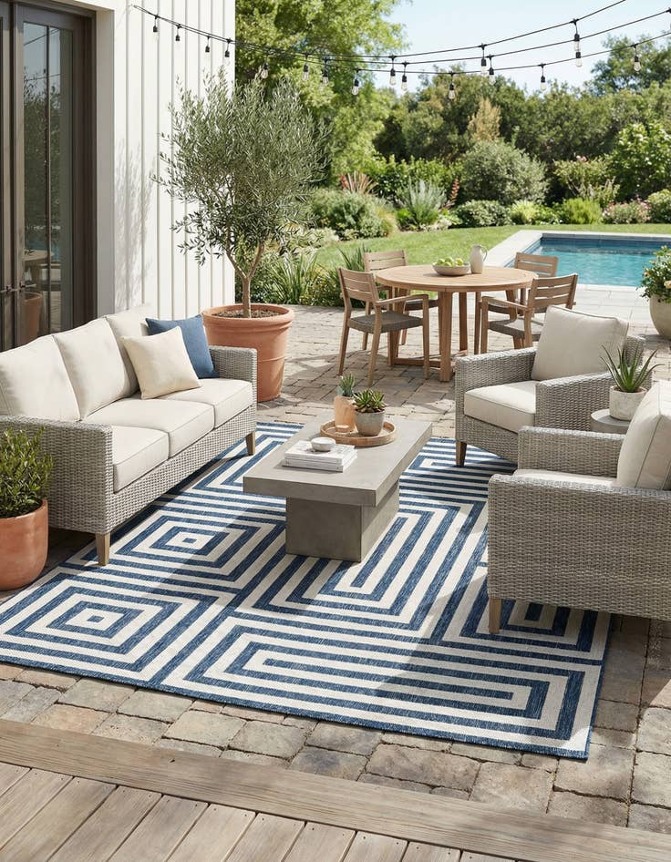 Detail image of 7' 10 x 10' Easy-Clean Modern Indoor / Outdoor Rug