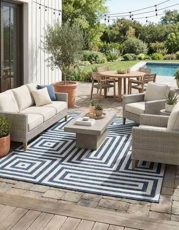 7' 10 x 10' Easy-Clean Modern Indoor / Outdoor Rug