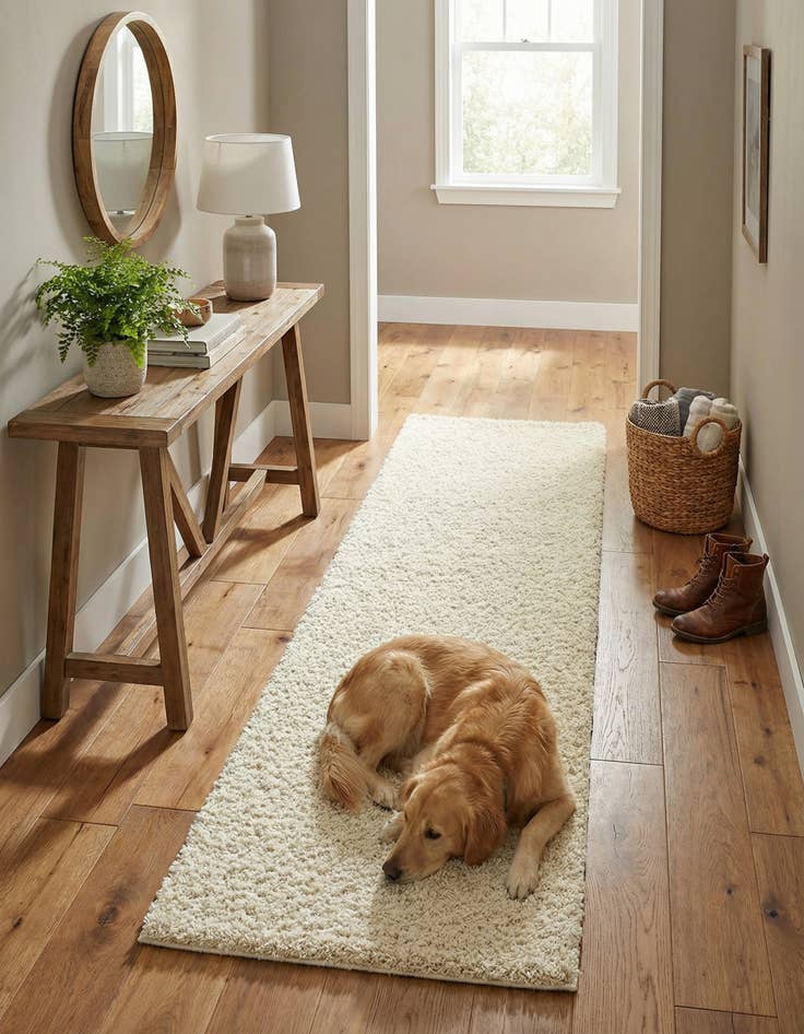 Detail image of 2' 7 x 10' Solid Shag Runner Rug