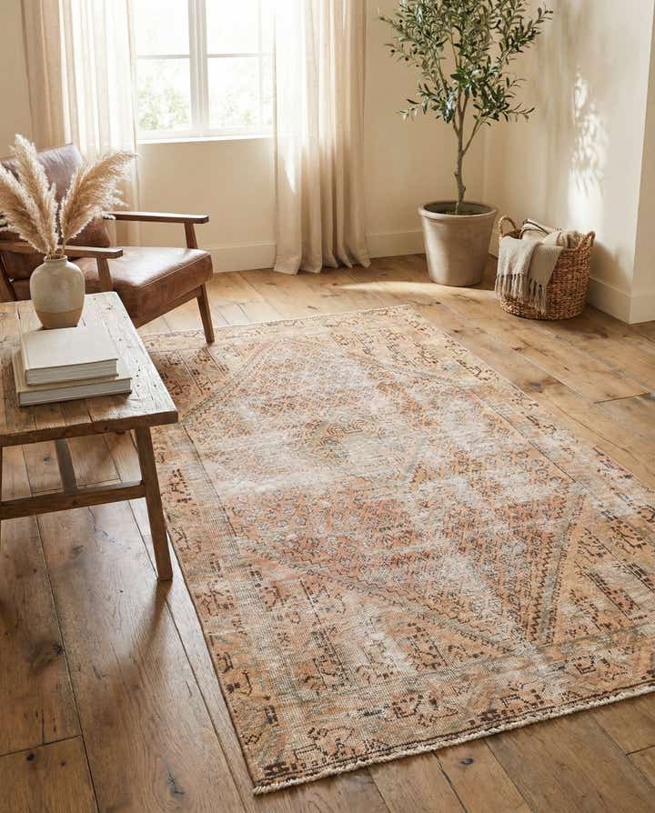 3' 8 x 6' 4 Hand Knotted Ultra Vintage Persian Wool Rug