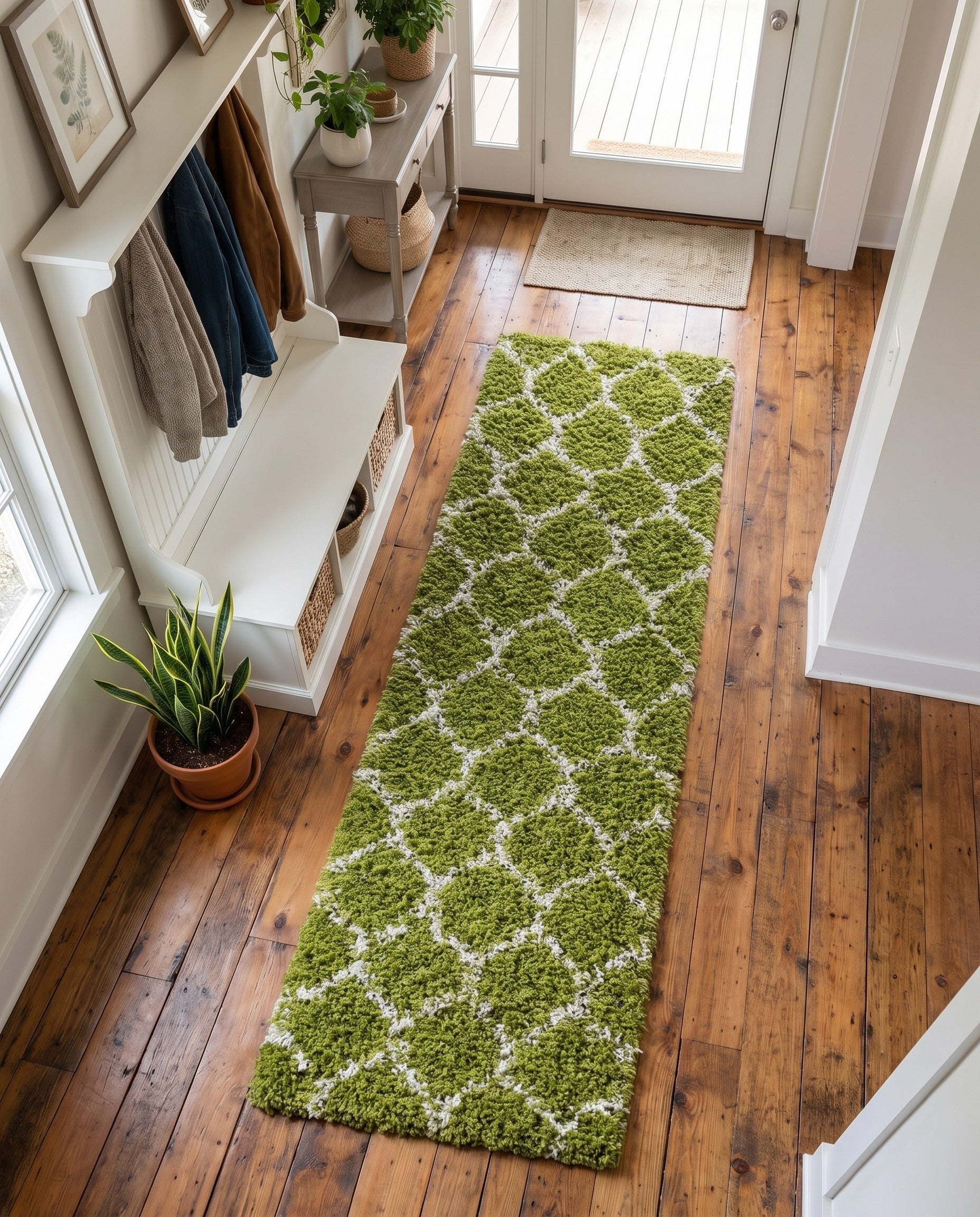 2' x 5' Lattice Shag Runner Rug