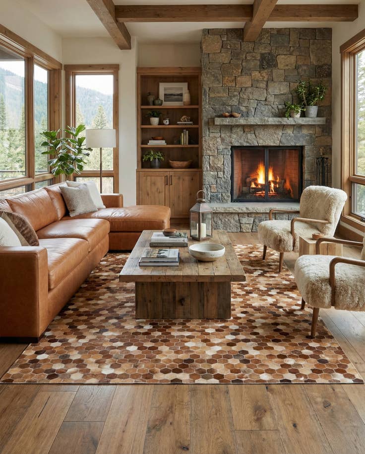 Detail image of 5' x 8' Cowhide Stocks Rug