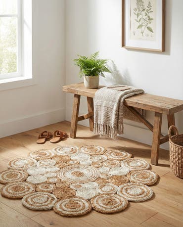  2' x 2'  Hand Braided Jute Round Rug