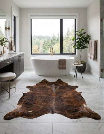 5' 8 x 5' 10 Cowhide Leather Square Rug