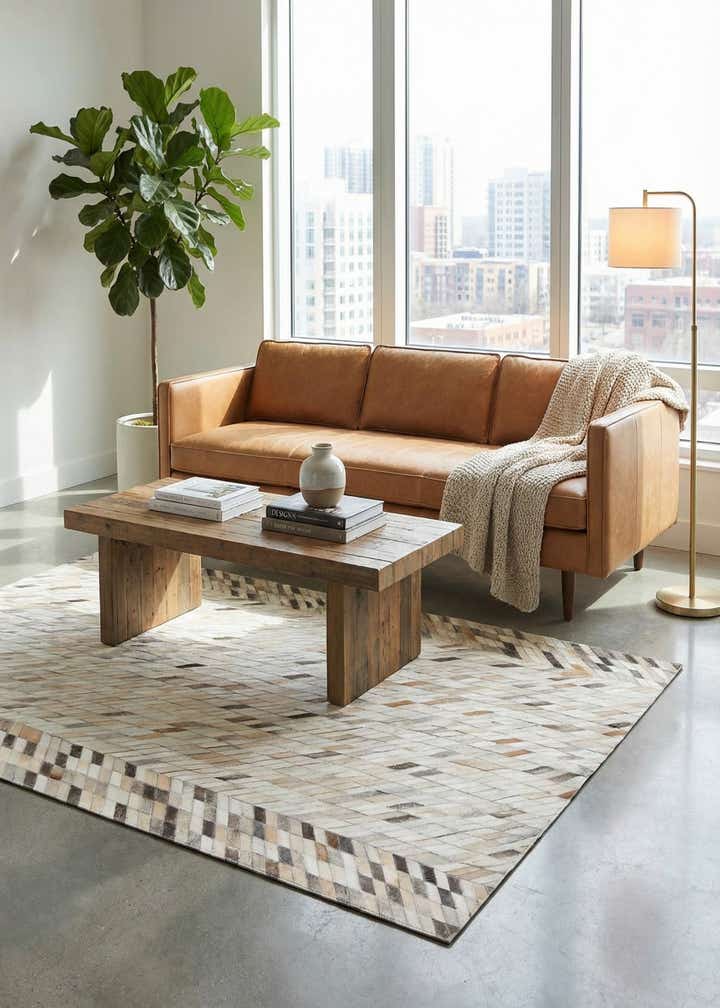 5' x 7' 10 Cowhide Leather Rug