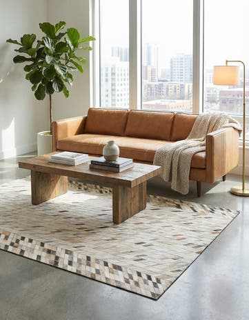 5' x 7' 10 Cowhide Leather Rug