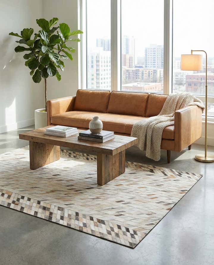 5' x 7' 10 Cowhide Leather Rug