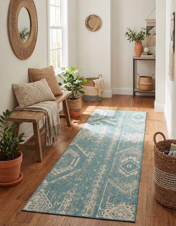 Detail image of 2' 7 x 12' Easy-Clean Bohemian Indoor / Outdoor Runner Rug