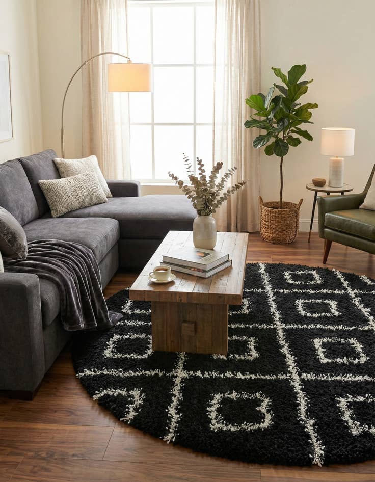 Detail image of  10' x 10' Lattice Shag Round Rug