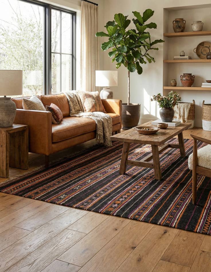 Detail image of 5' 7 x 9' 10  Hand Woven Kilim Fars Wool Rug