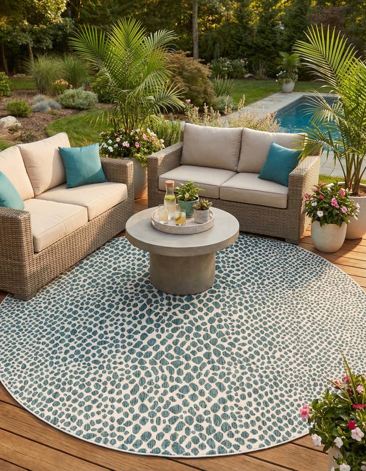 Detail image of 10' 8 x 10' 8 Easy-Clean Jill Zarin Cape Town Indoor / Outdoor Round Rug