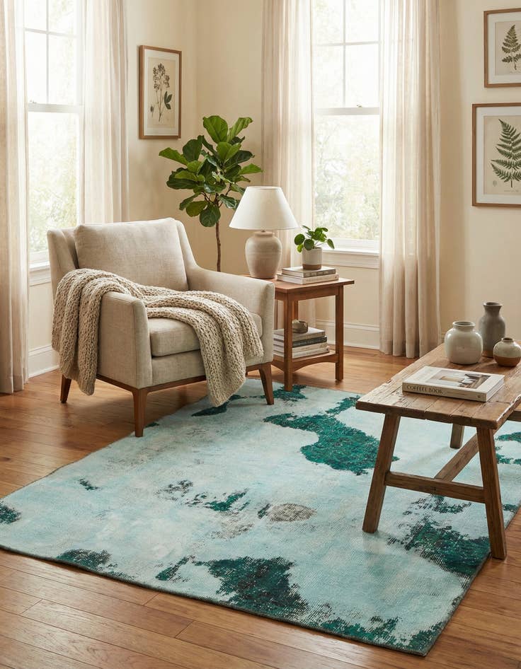 Detail image of 5' 8 x 6' 5  Hand Knotted Ultra Vintage Persian Wool Square Rug