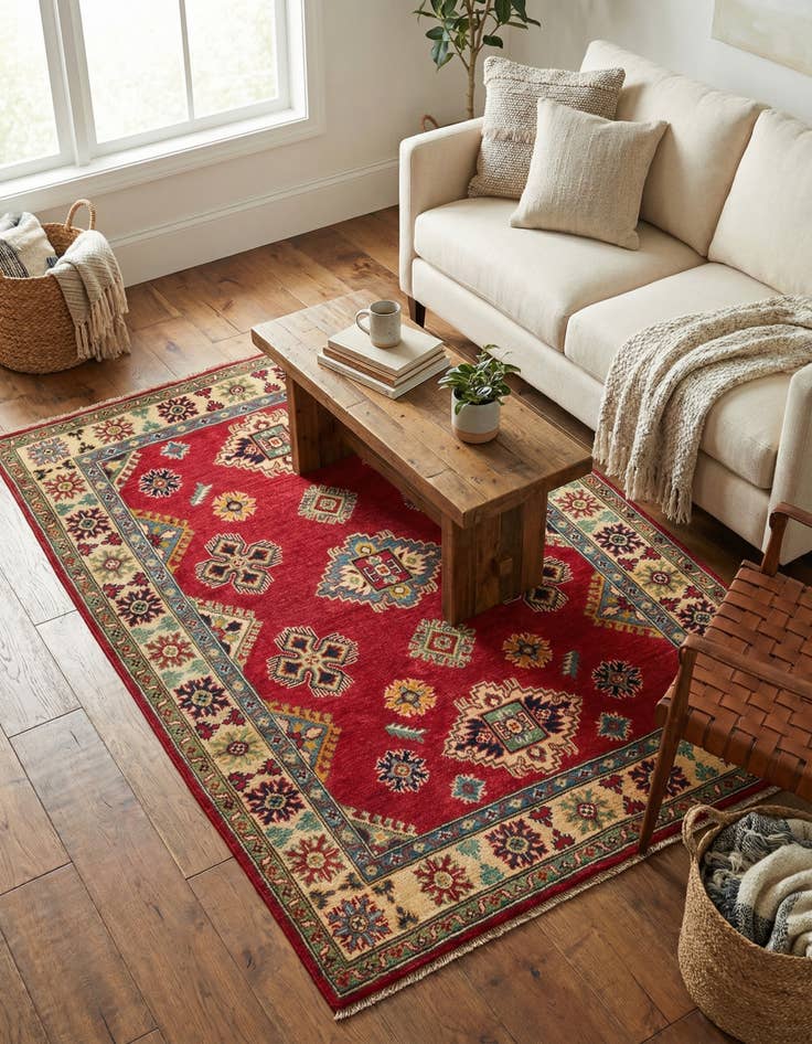 Detail image of 4' 1 x 5' 10  Hand Knotted Kazak Rug