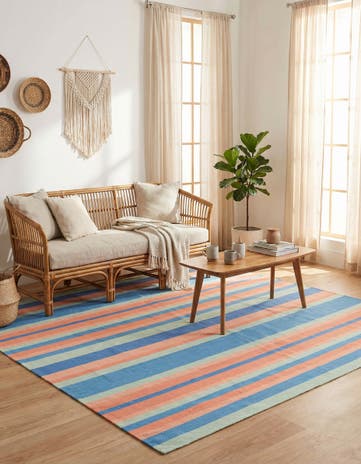 Hand Woven Flatweave Cotton Dhurrie Square Rug
