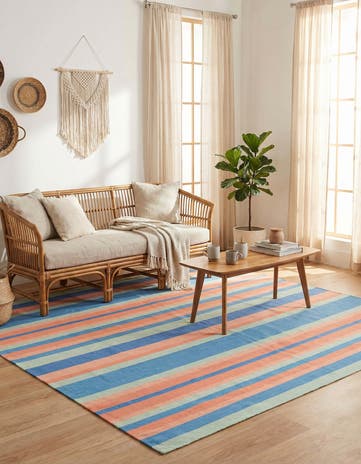 Hand Woven Flatweave Cotton Dhurrie Square Rug