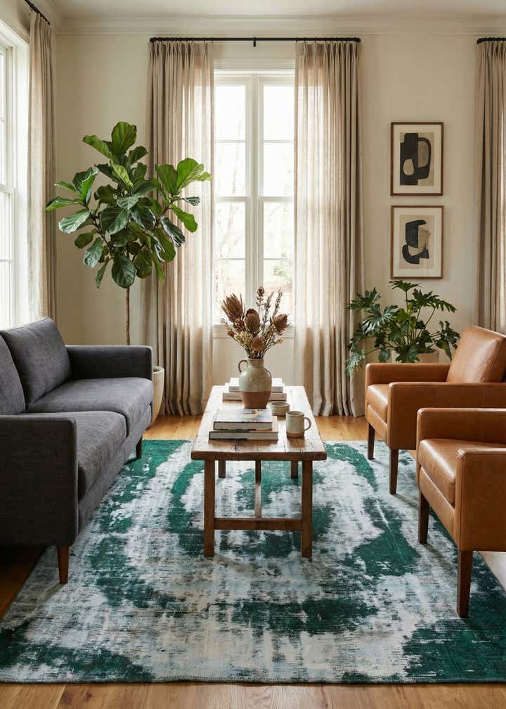 5' 10 x 6' 6 Hand Knotted Ultra Vintage Persian Wool Square Rug